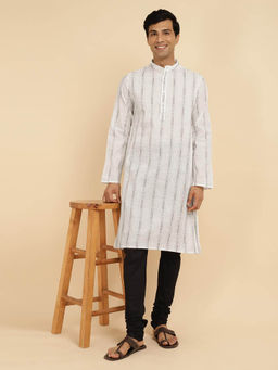 Fabindia - White Cotton Printed Long Kurta