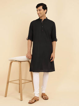 Fabindia - Black Cotton Woven Long Kurta