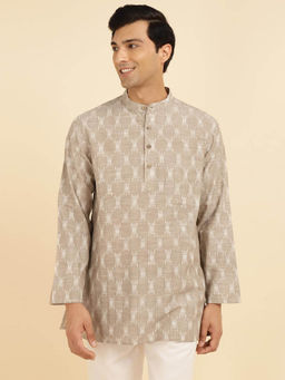 Fabindia - Grey Cotton Ikat Woven Short Kurta