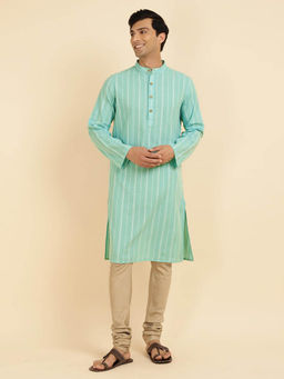 Fabindia - Aqua Cotton Woven Long Kurta