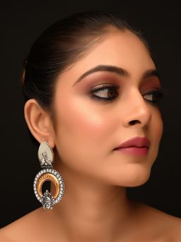 AG'S - Maya Off White Stone Temple Two Tone Polish Boutique Earrings