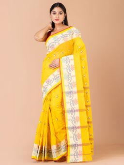 LAA CALCUTTA - Yellow Cotton Woven Tant Saree