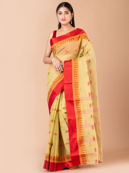 LAA CALCUTTA - Beige Woven Cotton Tant Saree