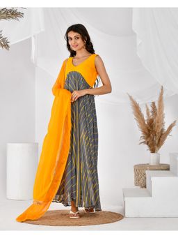 Rangpur - Yellow And Grey Leheriya (Set of 2)