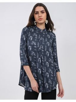 Monte Carlo - Women Navy Blue Viscose Floral Kurti