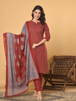 VEDANA - Rust and Radiance The Ultimate Bloom Kurta, Pant & Dupatta