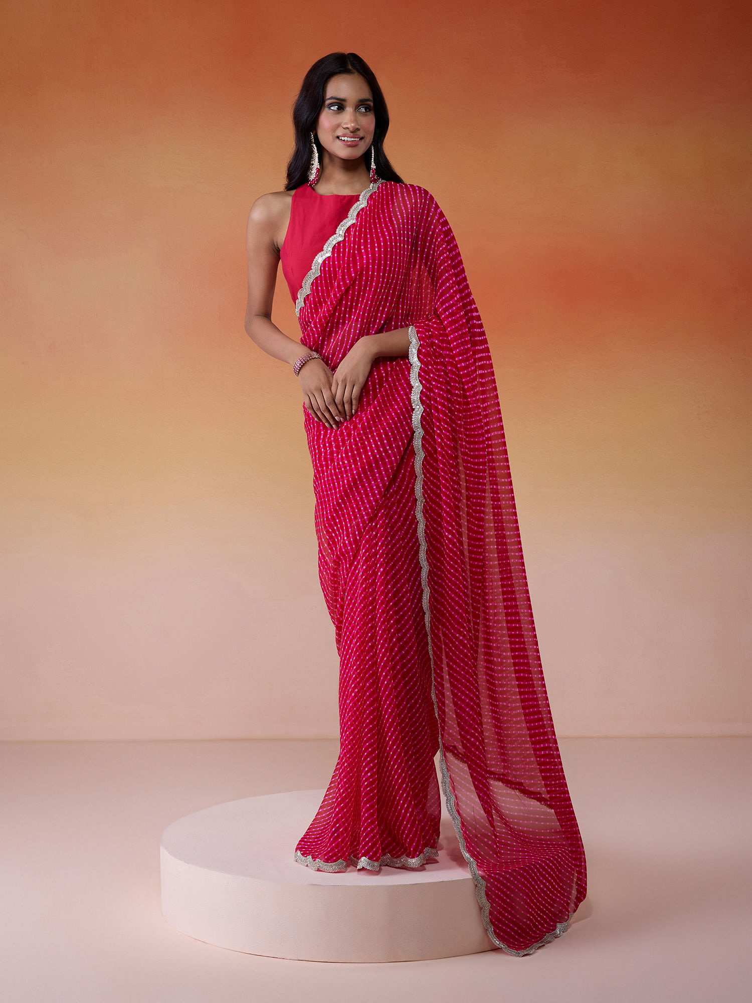 Buy Gajra Gang Bonjour Beagum Red Textured Boat Neck Sleeveless
