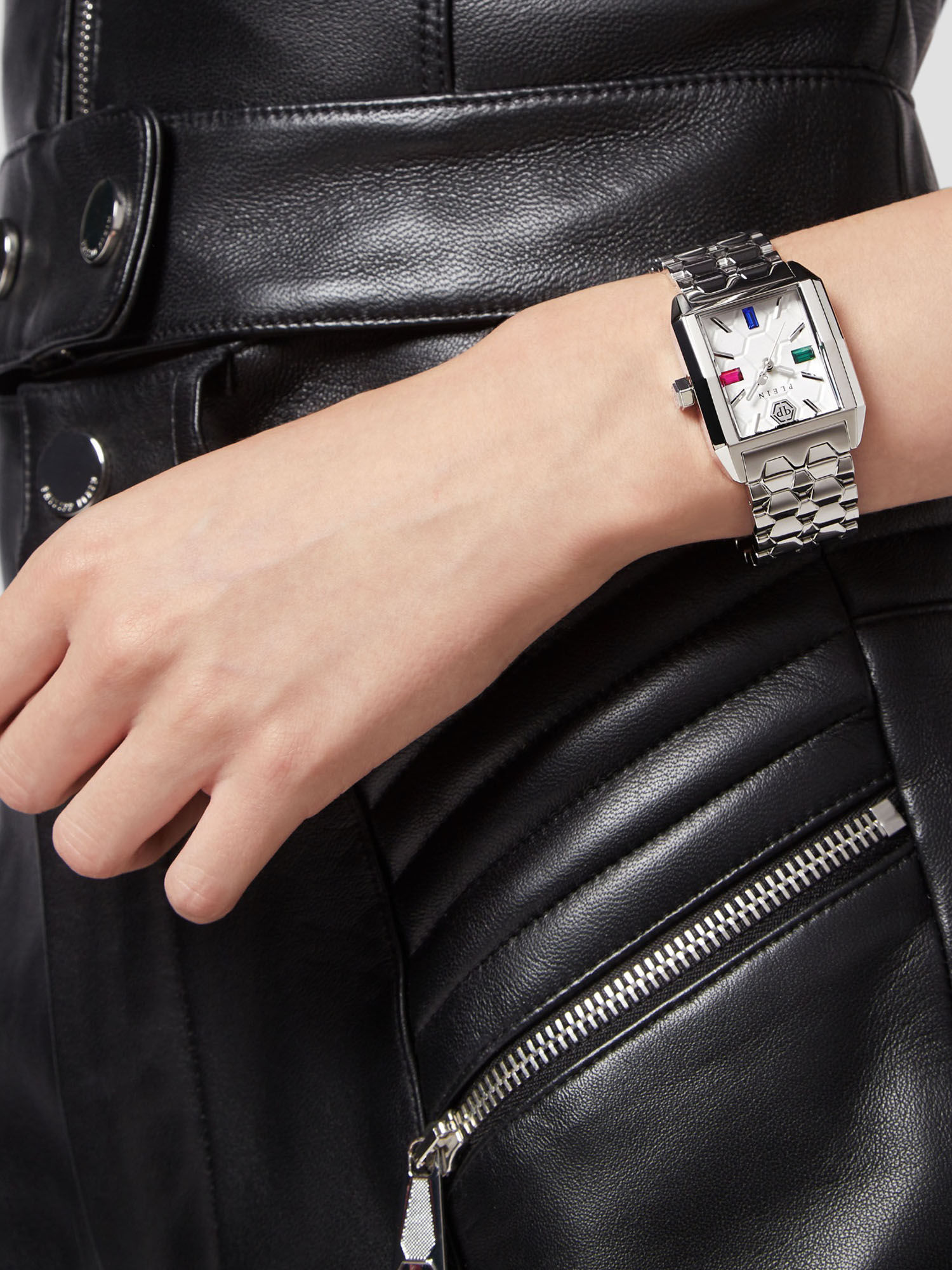 Buy Philipp Plein Women Silver Rectangular Analog Stainless Steel