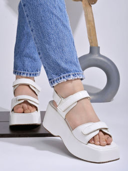 Shoetopia - Comfortable & Sporty White Sandals For Girls