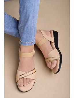 Shoetopia - Solid Comfortable Beige Sandals For Girls