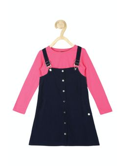 Allen Solly Junior - Girls Navy Solid Casual Dress & T-Shirt (Set of 2)