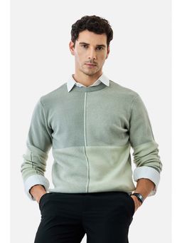 Snitch - Light Green Colorblock Full Sleeves Regular Casual Sweater