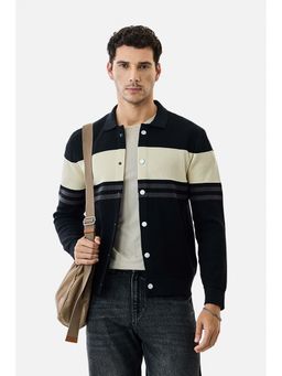 Snitch - Black Colorblock Full Sleeves Regular Casual Sweater