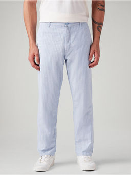 Levi's - Blue Cotton Blend Stripes Casual Trouser