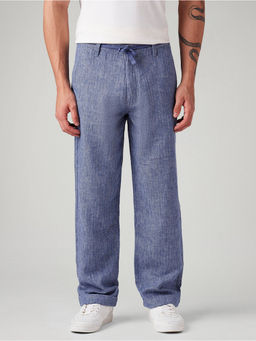 Levi's - Blue Linen Solid Casual Trouser
