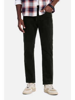 Snitch - Olive Corduroy Textured Casual Trouser
