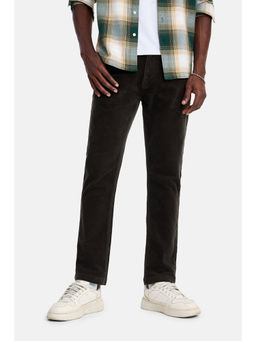 Snitch - Brown Corduroy Textured Casual Trouser