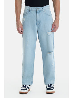 Snitch - Blue Cotton Solid Casual Jeans