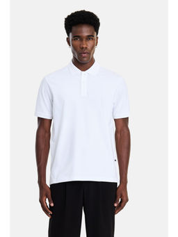 Snitch - White Cotton Blend Solid Casual Polo T-Shirt