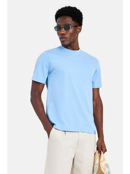Snitch - Blue Cotton Solid Casual T-Shirt