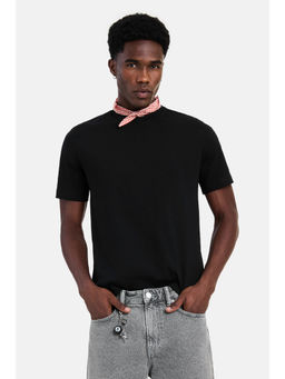 Snitch - Black Cotton Solid Casual T-Shirt