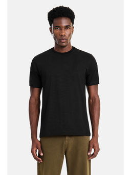 Snitch - Black Cotton Blend Solid Casual T-Shirt