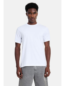 Snitch - White Cotton Blend Solid Casual T-Shirt