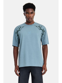 Snitch - Blue Cotton Printed Casual T-Shirt