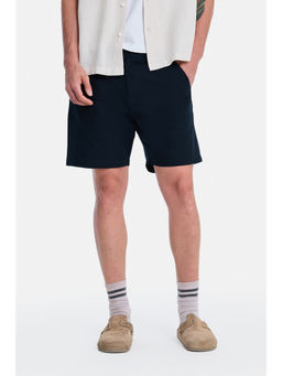 Snitch - Navy Blue Cotton Solid Casual Shorts
