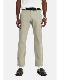 Snitch - Beige Cotton Blend Solid Casual Trouser