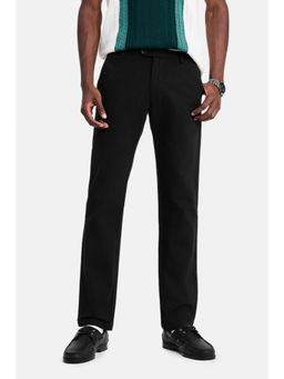 Snitch - Black Cotton Blend Solid Casual Trouser