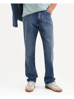 Rare Rabbit - Blue Cotton Blend Solid Casual Jeans