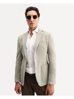 Rare Rabbit - Beige Polyester Blend Solid Party Blazer