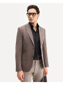 Rare Rabbit - Brown Polyester Blend Solid Party Blazer