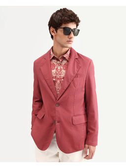 Rare Rabbit - Red Linen Blend Solid Party Blazer