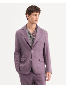 Rare Rabbit - Purple Linen Blend Solid Party Blazer