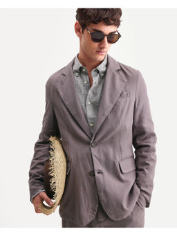 Rare Rabbit - Grey Linen Blend Solid Party Blazer