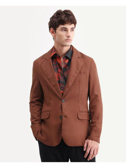 Rare Rabbit - Brown Linen Blend Solid Party Blazer