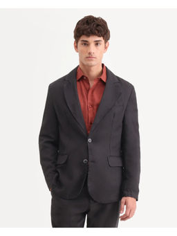 Rare Rabbit - Black Linen Blend Solid Party Blazer
