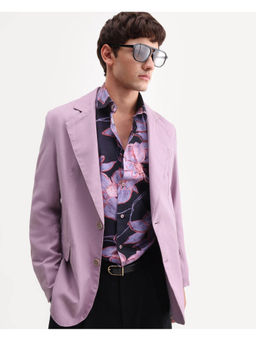 Rare Rabbit - Pink Linen Blend Solid Party Blazer