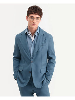 Rare Rabbit - Blue Linen Blend Solid Party Blazer