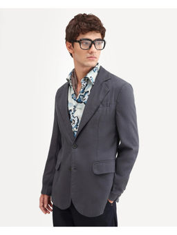 Rare Rabbit - Grey Linen Blend Solid Party Blazer