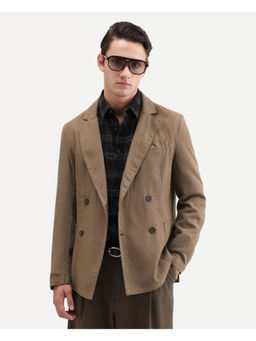 Rare Rabbit - Khaki Linen Blend Solid Party Blazer