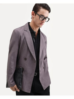 Rare Rabbit - Grey Linen Blend Solid Party Blazer