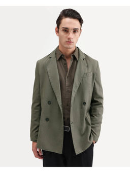 Rare Rabbit - Olive Linen Blend Solid Party Blazer