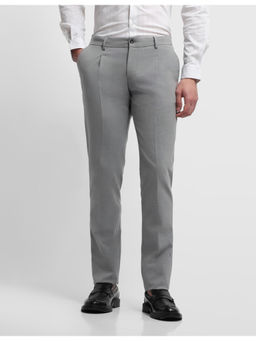 Arrow - Grey Polyester Solid Formal Trouser