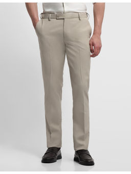 Arrow - Beige Polyester Solid Formal Trouser