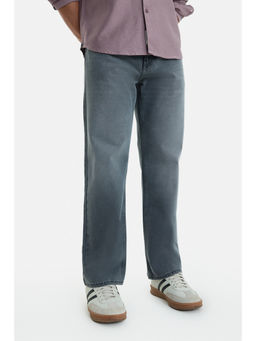 Snitch - Grey Cotton Solid Casual Jeans