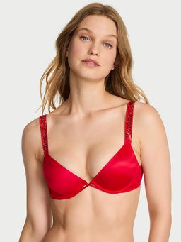Victoria's Secret - Very Sexy Logo Shine Strap Lightly Lined Low-Cut Demi Bra Red
