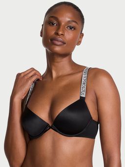 Victoria's Secret - Very Sexy Logo Shine Strap Lightly Lined Low-Cut Demi Bra Black
